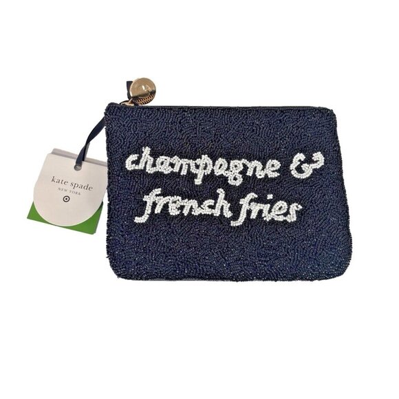 Kate Spade x Target Champagne & Fries Beaded Clutch Bag Limited Edition - Picture 1 of 9